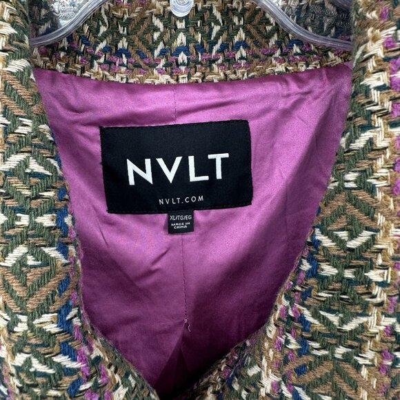 NVLT jacket blazer cape coat boucle tweed lantern sleeve plaid swing XL - Picture 6 of 7